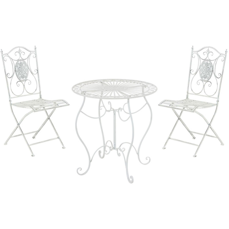 Salon de jardin 2 personnes blanc...