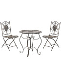 Salon de jardin 2 personnes bronze en métal table 70 x 70 x 72 cm et chaises 42 x 49 x 91,5 cm Edris