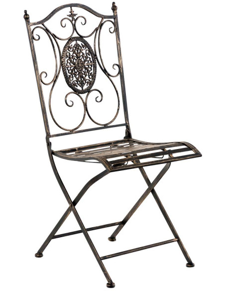 Salon de jardin 2 personnes bronze en métal table 70 x 70 x 72 cm et chaises 42 x 49 x 91,5 cm Edris