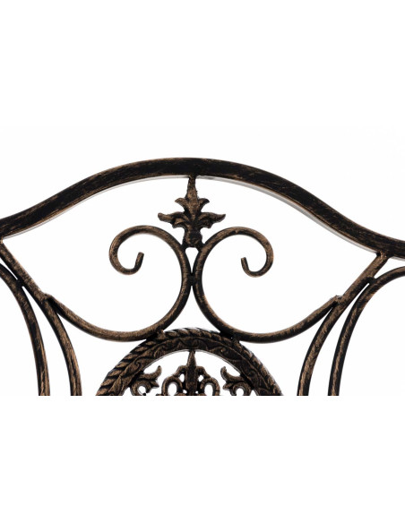 Salon de jardin 2 personnes bronze en métal table 70 x 70 x 72 cm et chaises 42 x 49 x 91,5 cm Edris