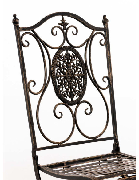 Salon de jardin 2 personnes bronze en métal table 70 x 70 x 72 cm et chaises 42 x 49 x 91,5 cm Edris
