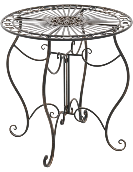 Salon de jardin 2 personnes bronze en métal table 70 x 70 x 72 cm et chaises 42 x 49 x 91,5 cm Edris