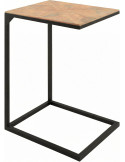 Bout de canapé rectangulaire naturel en bois de mindi et métal noir 45 x 35 x 61 cm Carys