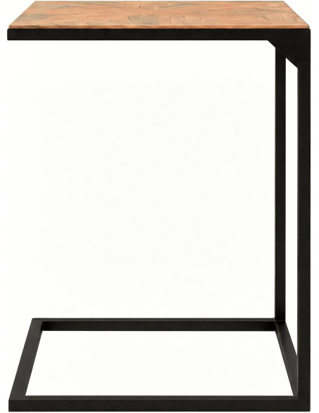 Bout de canapé rectangulaire naturel en bois de mindi et métal noir 45 x 35 x 61 cm Carys