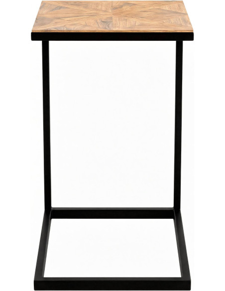 Bout de canapé rectangulaire naturel en bois de mindi et métal noir 45 x 35 x 61 cm Carys