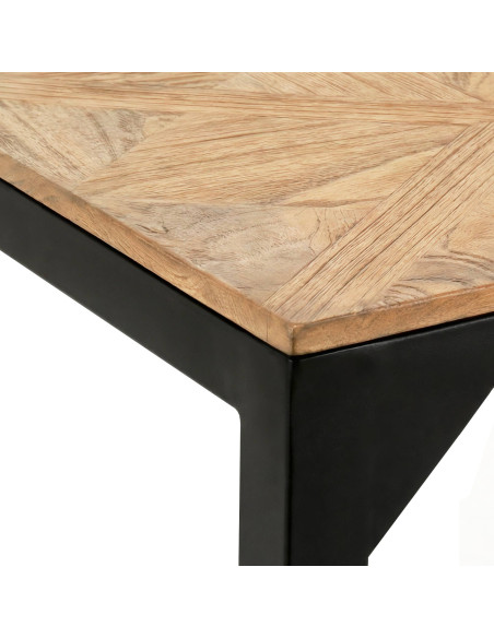 Bout de canapé rectangulaire naturel en bois de mindi et métal noir 45 x 35 x 61 cm Carys