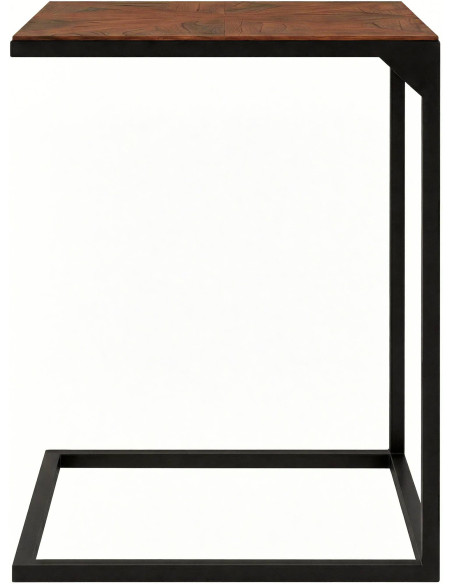Bout de canapé rectangulaire brun en bois de mindi et métal noir 45 x 35 x 61 cm Carys
