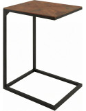 Bout de canapé rectangulaire brun en bois de mindi et métal noir 45 x 35 x 61 cm Carys
