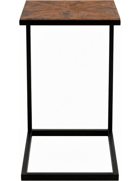 Bout de canapé rectangulaire brun en bois de mindi et métal noir 45 x 35 x 61 cm Carys