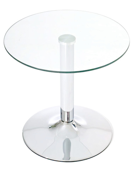 Table d’appoint ronde en verre transparent et métal chromé Ø 50 x 48 cm Khadra
