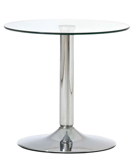 Table d’appoint ronde en verre transparent et métal chromé Ø 50 x 48 cm Khadra