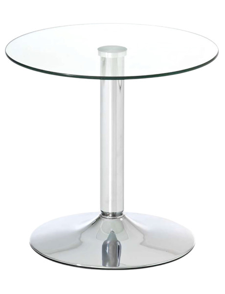 Table d’appoint ronde en verre transparent et métal...