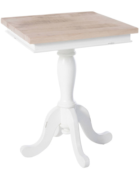 Table d’appoint carrée naturel et blanc en bois de mindi 50 x 50 x 75 cm Wissal