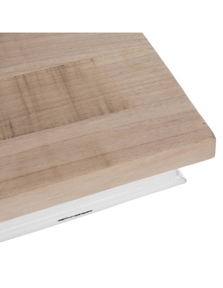 Table d’appoint carrée naturel et blanc en bois de mindi 50 x 50 x 75 cm Wissal