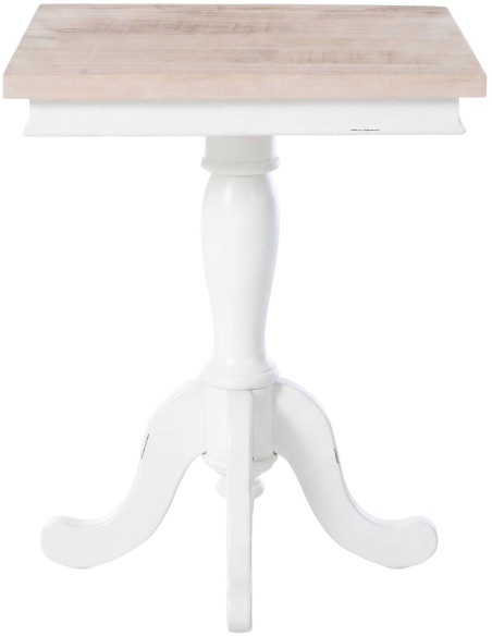 Table d’appoint carrée naturel et blanc en bois de mindi 50 x 50 x 75 cm Wissal