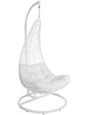 Fauteuil suspendu blanc en rotin avec mât 93,5 x 93,5 x 190 cm Milagro