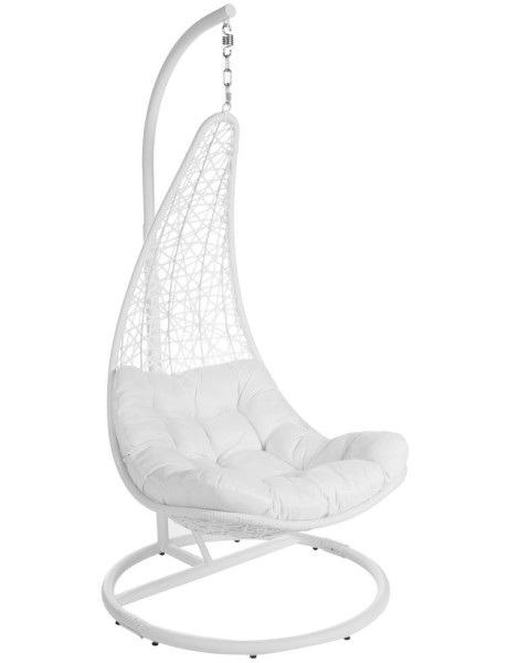Fauteuil suspendu blanc en rotin avec mât 93,5 x 93,5 x...