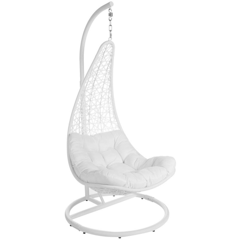 Fauteuil suspendu blanc en rotin avec...