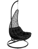 Fauteuil suspendu sur pied noir en rotin avec mât 93,5 x 93,5 x 190 cm Milagro