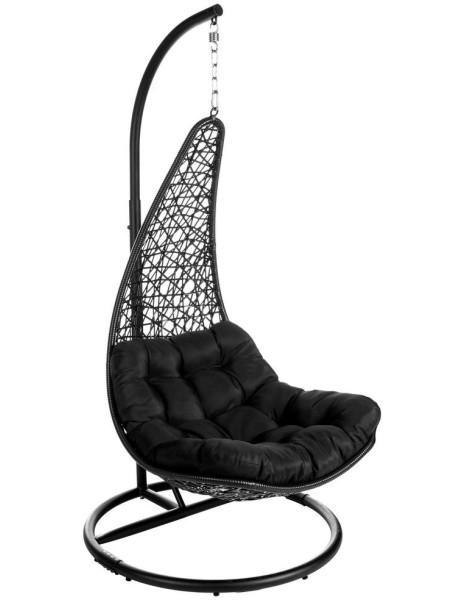 Fauteuil suspendu sur pied noir en rotin avec mât 93,5 x...