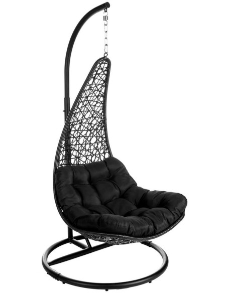 Fauteuil suspendu sur pied noir en rotin avec mât 93,5 x 93,5 x 190 cm Milagro