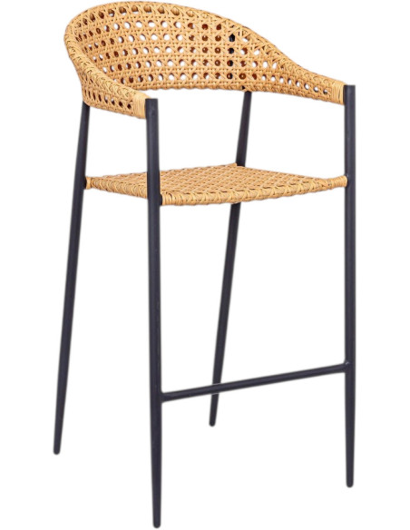 Tabouret de bar extérieur graphite en aluminium et rotin synthétique 56 x 59,5 x 112 cm Niva