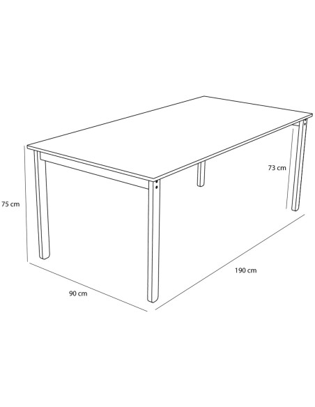 Table à manger rectangulaire noire en placage de frêne, fer et MDF 190 x 90 x 75 cm Hock