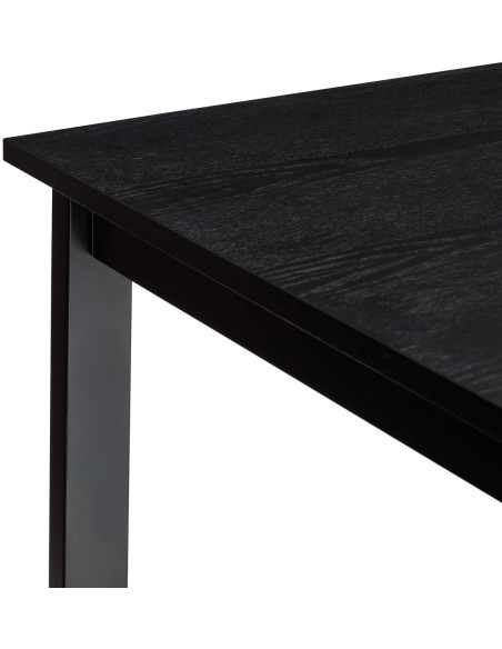 Table à manger rectangulaire noire en placage de frêne, fer et MDF 190 x 90 x 75 cm Hock