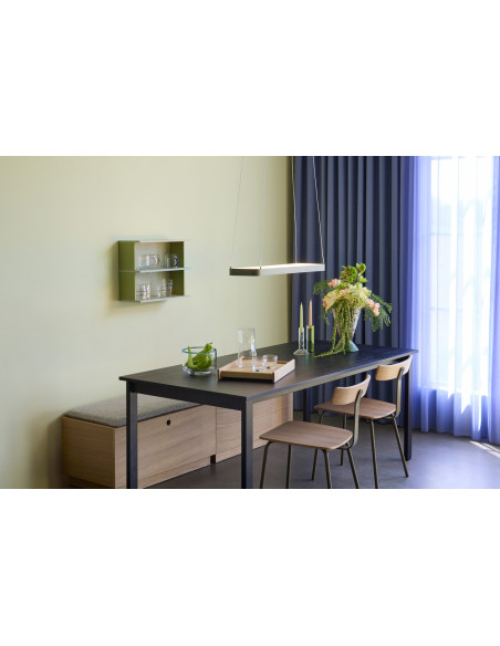 Table à manger rectangulaire noire en placage de frêne, fer et MDF 190 x 90 x 75 cm Hock