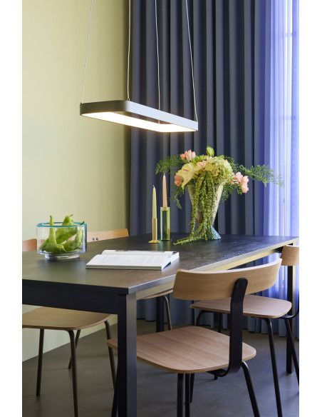 Table à manger rectangulaire noire en placage de frêne, fer et MDF 190 x 90 x 75 cm Hock