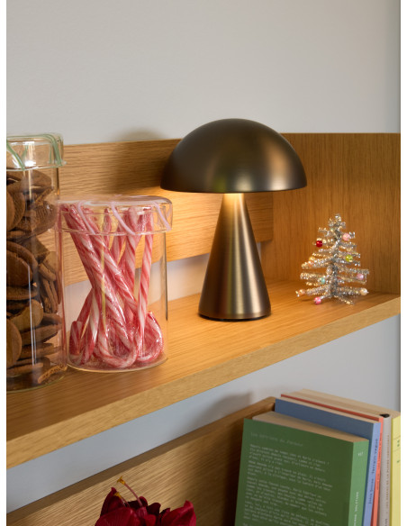 Lampe à poser LED rechargeable laiton bruni en fer Ø 15 x H 20 cm Mush