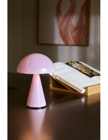 Lampe à poser LED rechargeable rose clair en fer Ø 15 x H 20 cm Mush