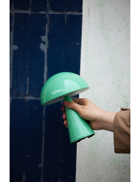 Lampe à poser LED rechargeable verte en fer et polycarbonate Ø 15 x H 20 cm Mush