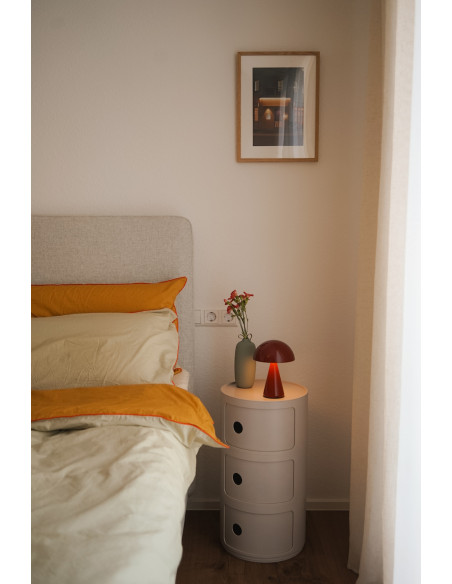 Lampe à poser LED rechargeable rouge en fer et polycarbonate Ø 15 x H 20 cm Mush