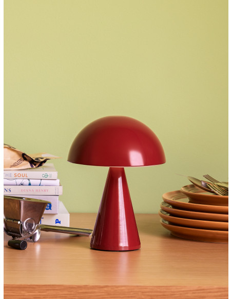 Lampe à poser LED rechargeable rouge en fer et polycarbonate Ø 15 x H 20 cm Mush