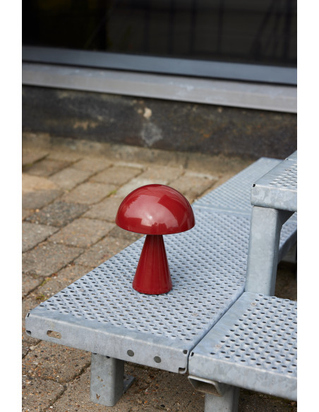Lampe à poser LED rechargeable rouge en fer et polycarbonate Ø 15 x H 20 cm Mush