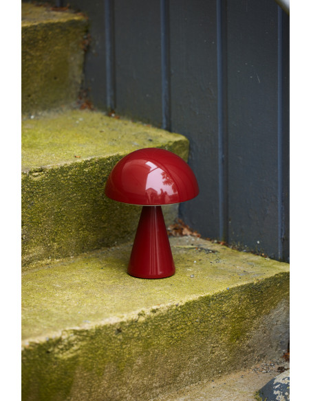 Lampe à poser LED rechargeable rouge en fer et polycarbonate Ø 15 x H 20 cm Mush