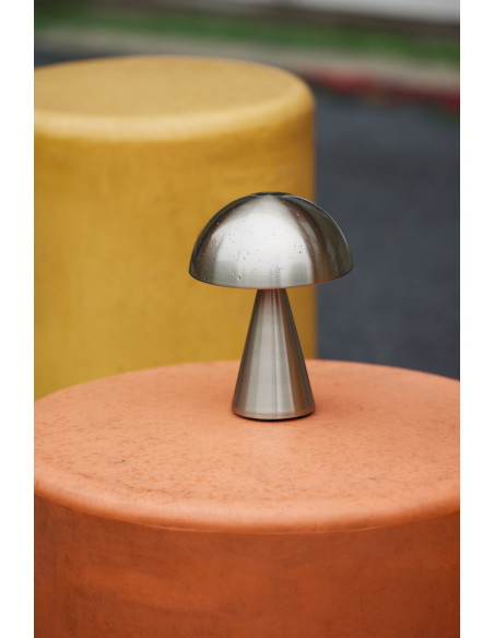 Lampe à poser LED rechargeable nickel en fer et polycarbonate Ø 15 x H 20 cm Mush