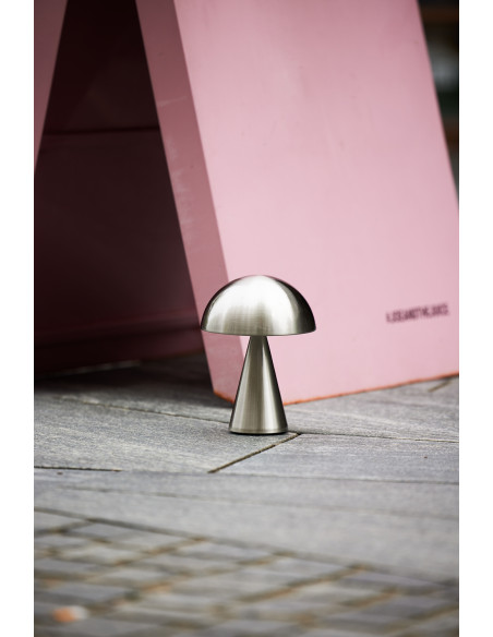 Lampe à poser LED rechargeable nickel en fer et polycarbonate Ø 15 x H 20 cm Mush