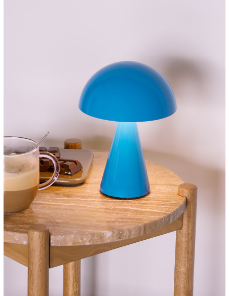 Lampe à poser LED rechargeable bleue en fer et polycarbonate Ø 15 x H 20 cm Mush