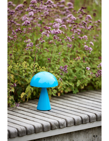 Lampe à poser LED rechargeable bleue en fer et polycarbonate Ø 15 x H 20 cm Mush