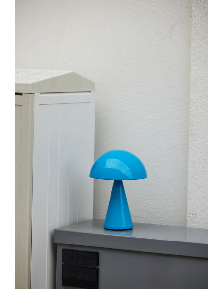 Lampe à poser LED rechargeable bleue en fer et polycarbonate Ø 15 x H 20 cm Mush