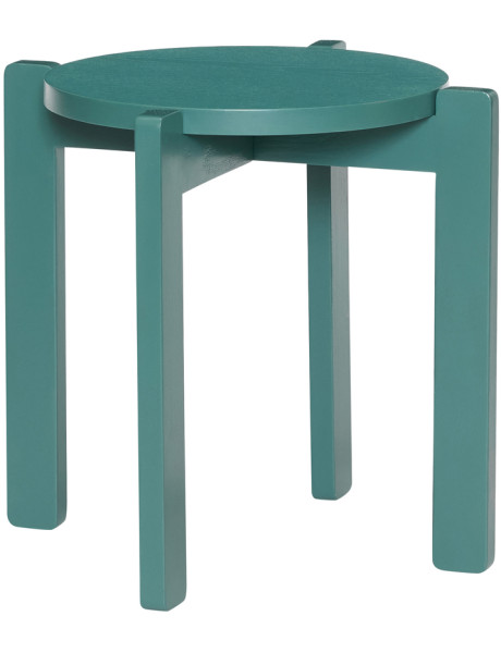 Tabouret bleu pétrole en MDF et chêne Ø 45 x H 42 cm Always