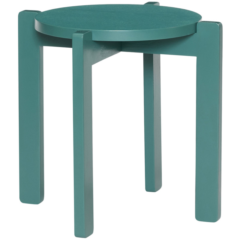 Tabouret bleu pétrole en MDF et chêne...