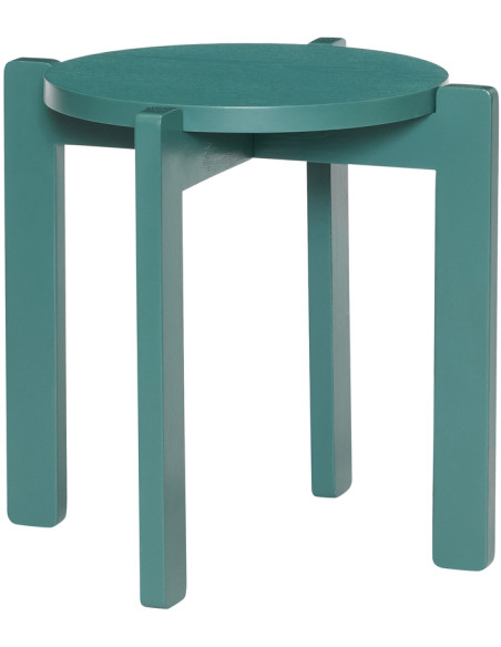 Tabouret bleu pétrole en MDF et chêne Ø 45 x H 42 cm Always