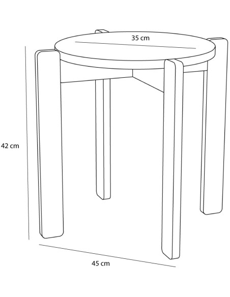 Tabouret bleu pétrole en MDF et chêne Ø 45 x H 42 cm Always