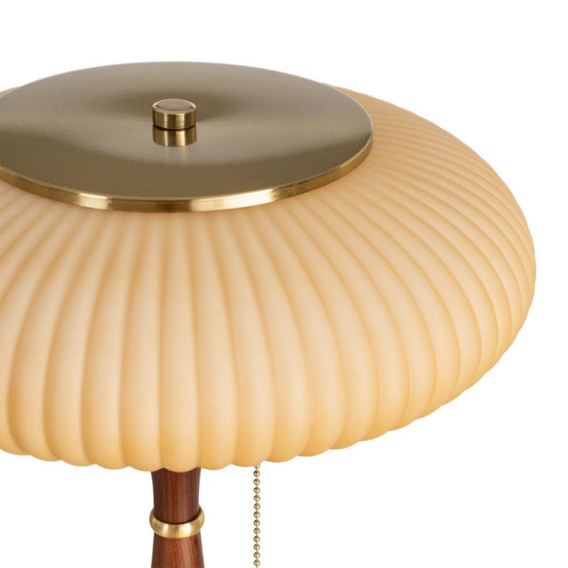 Lampe à poser marron et dorée en bois...