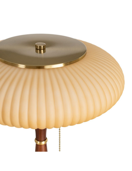Lampe à poser marron et dorée en bois de frêne, métal et verre 30 x 30 x 40 cm Alquézar