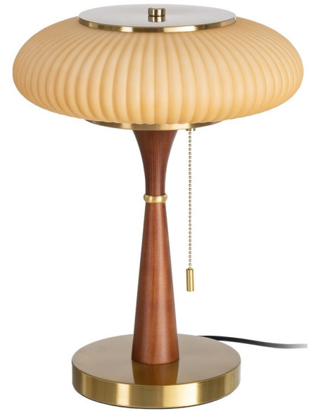 Lampe à poser marron et dorée en bois de frêne, métal et verre 30 x 30 x 40 cm Alquézar