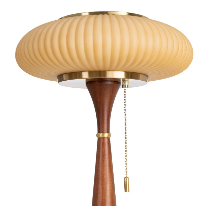 Lampe à poser marron et dorée en bois...